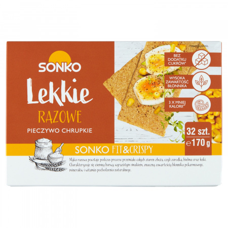 Sonko Pieczywo chrupkie Lekkie razowe 170 g (32 sztuki)