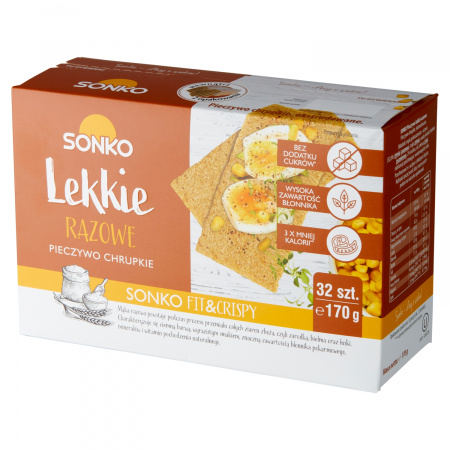Sonko Pieczywo chrupkie Lekkie razowe 170 g (32 sztuki)